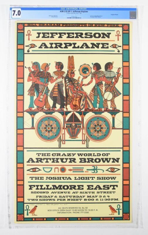 1968 AOR-2.92 Jefferson Airplane Fillmore East Poster CGC 7.0