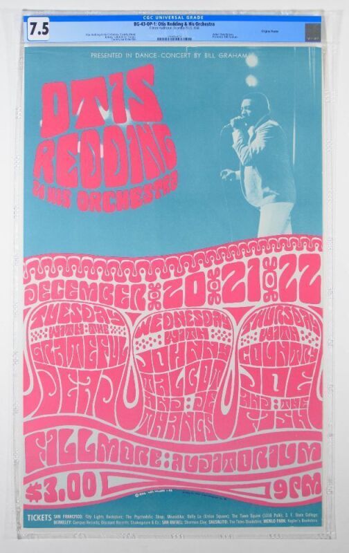 1966 BG-43 Otis Redding Grateful Dead Fillmore Auditorium Poster CGC 7.5
