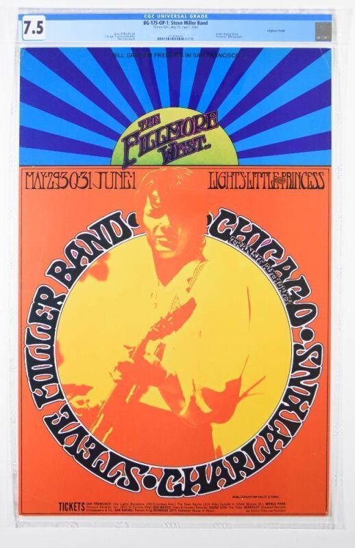 1969 BG-175 Steve Miller Band Chicago Fillmore West Poster CGC 7.5