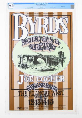 1969 BG-177 The Byrds Joe Cocker Fillmore West Poster CGC 9.0