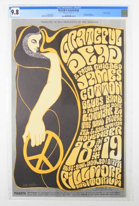1966 BG-38 Grateful Dead Fillmore Auditorium RP4 Signed Wilson Poster CGC 9.8