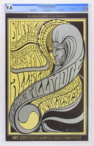 1967 BG-61 Buffalo Springfield Fillmore Auditorium Double Signed Wilson Poster CGC 9.8