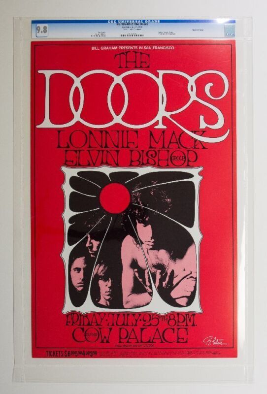 1969 BG-186 The Doors Cow Palace Signed Tuten RP2 Poster CGC 9.8