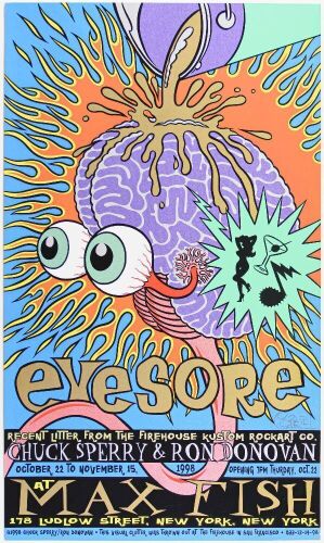 1998 Chuck Sperry Ron Donovan Eyesore Art Show Max Fish New York Signed Sperry Poster Near Mint 81