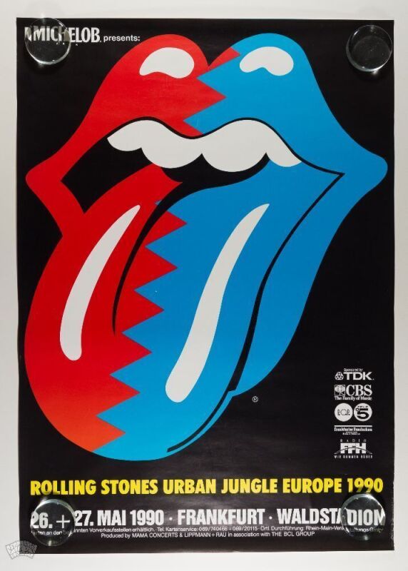 1990 Rolling Stones Frankfurt Germany Urban Jungle Tour Poster Near Mint 85