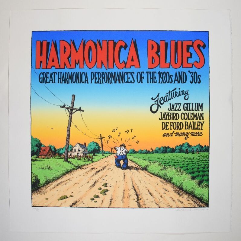 2000 R. Crumb Harmonica Blues LE Signed Crumb w/ Signed COA Poster Near Mint 89
