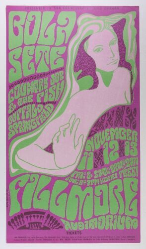 1966 BG-36 Bola Sete Buffalo Springfield Fillmore Auditorium RP3 Poster Near Mint 85