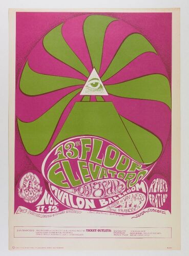 1966 FD-34 The 13th Floor Elevators Moby Grape Avalon Ballroom RP3 Poster Near Mint 83