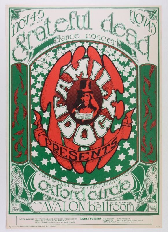 1966 FD-33 Grateful Dead Avalon Ballroom RP4 Poster Near Mint 81