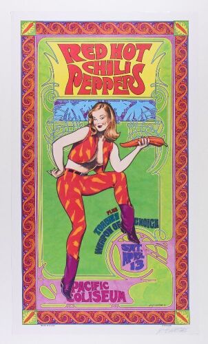 1996 Bob Masse Red Hot Chili Peppers Pacific Coliseum Vancouver Signed Masse Poster Excellent 71