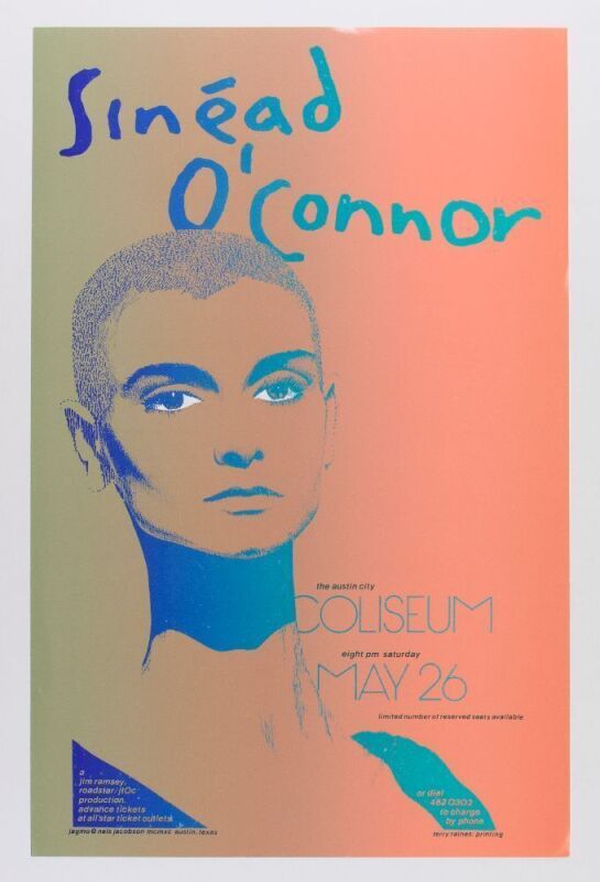 1990 Sinead O'Connor Austin City Coliseum Poster Excellent 77