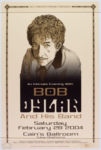 2004 Bob Dylan Cain's Ballroom Tulsa Signed David Dean Poster Mint 95