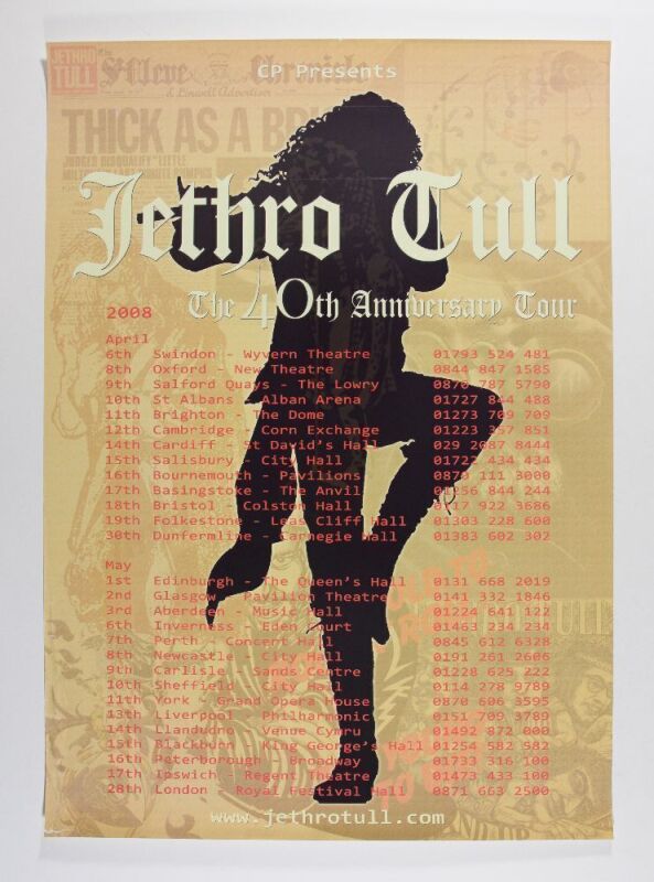 2008 Jethro Tull 40th Anniversary U.K. Tour Poster Extra Fine 61