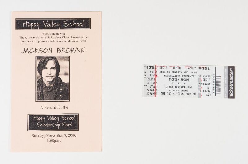 Lot of Jackson Browne Program and Ticket Not Graded