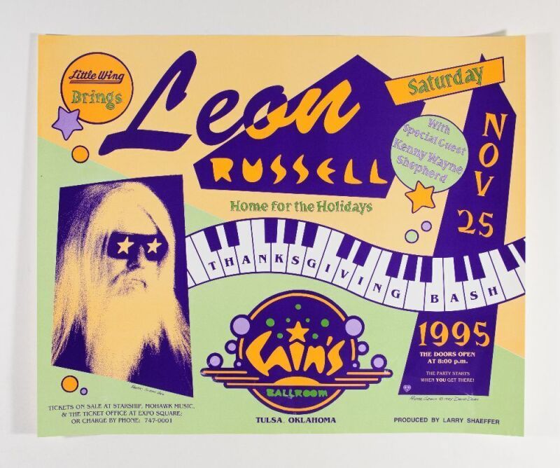1995 Leon Russell Cain's Ballroom Tulsa Poster Near Mint 81