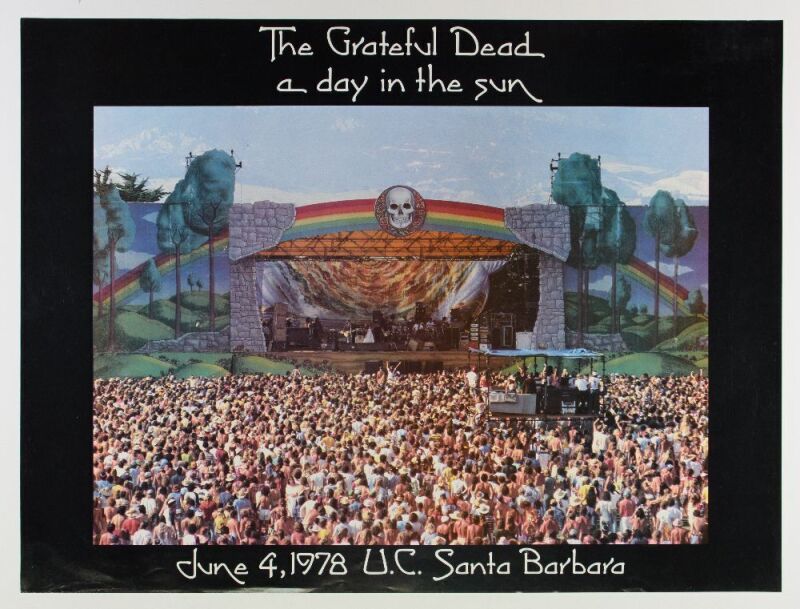 1978 Grateful Dead Santa Barbara A Day In The Sun Commemorative Headshop Poster Excellent 79