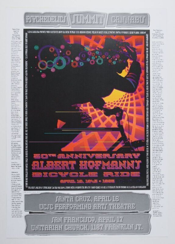 1993 Psychedelics Summit Bicycle Day Anniversary San Francisco & Santa Cruz Poster Near Mint 85