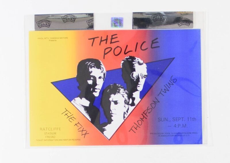 1983 The Police The Fixx Ratcliffe Stadium Fresno Handbill Near Mint 85