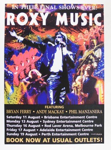 2001 Roxy Music Final Australian Tour Poster Excellent 77