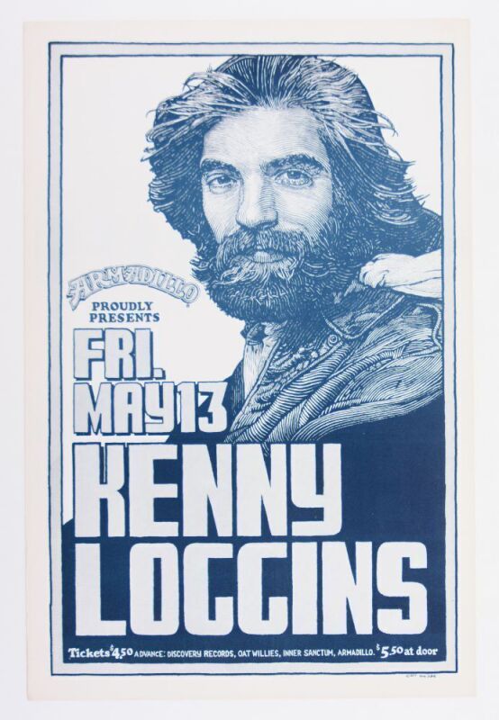 1977 Kenny Loggins Armadillo World Headquarters Austin Poster Near Mint 83