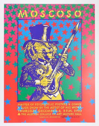 1990 Victor Moscoso The Alberta College of Art Lecture Hall Signed Moscoso Poster Mint 91