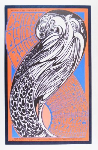 1967 BG-57 The Byrds Winterland & Fillmore Auditorium Poster Near Mint 87