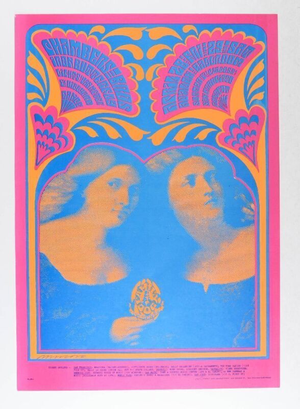 1967 FD-59 Iron Butterfly Chambers Brothers Avalon Ballroom Signed Moscoso Poster Near Mint 83