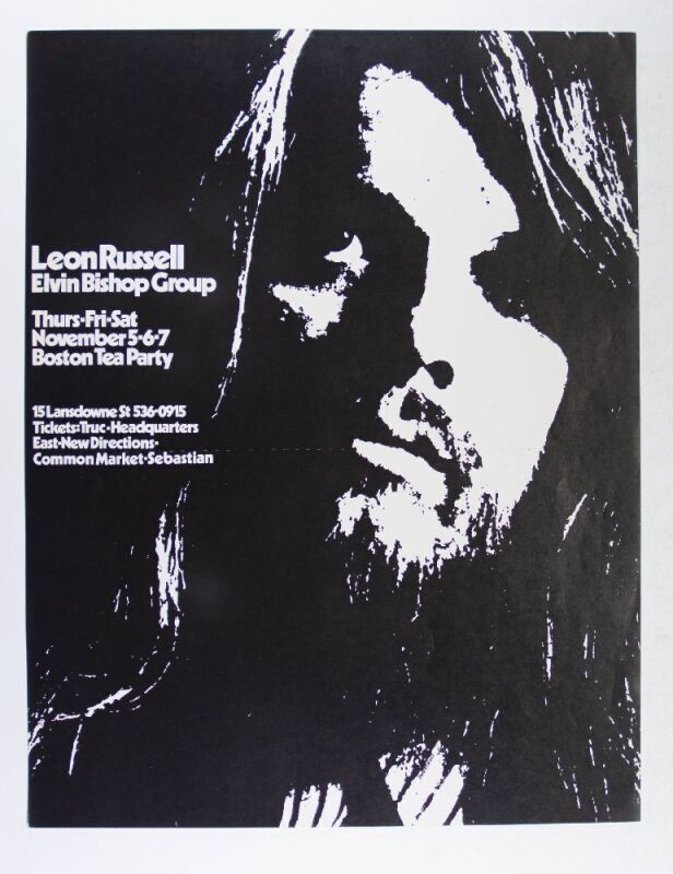 1970 Leon Russell Elvin Bishop Group The Boston Tea Party Poster Excellent 79