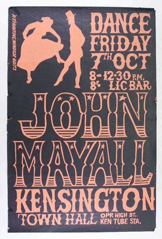 1977 John Mayall Kensington Town Hall London Poster Fine 59