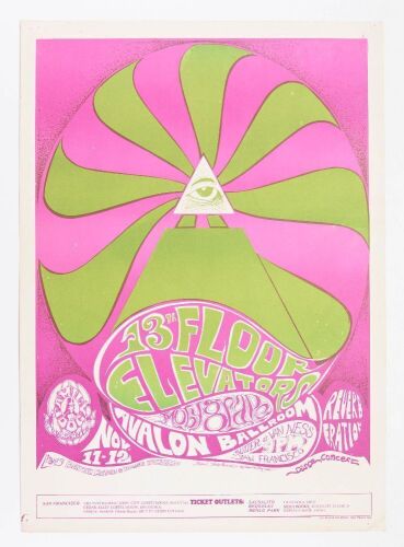 1966 FD-34 The 13th Floor Elevators Moby Grape Avalon Ballroom Poster Extra Fine 69