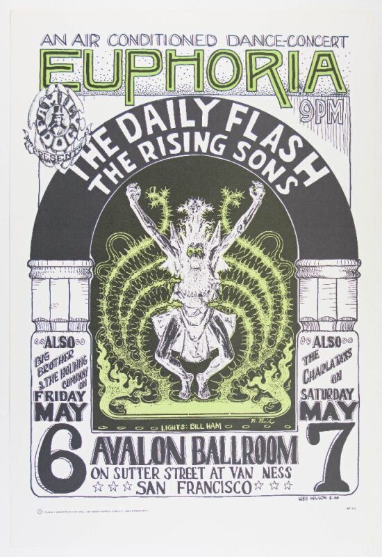 1966 FD-7 Big Brother Daily Flash Euphoria Avalon Ballroom RP4 Poster Near Mint 87