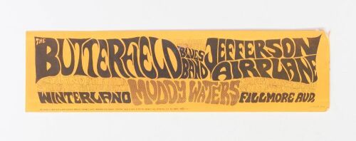 1966 AOR-2.55 Jefferson Airplane Winterland & Fillmore Auditorium Original Bumper Sticker Extra Fine 65