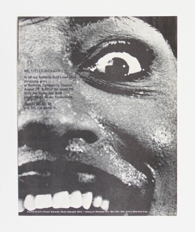 1970 Little Richard Berkeley Community Theater Handbill Near Mint 83