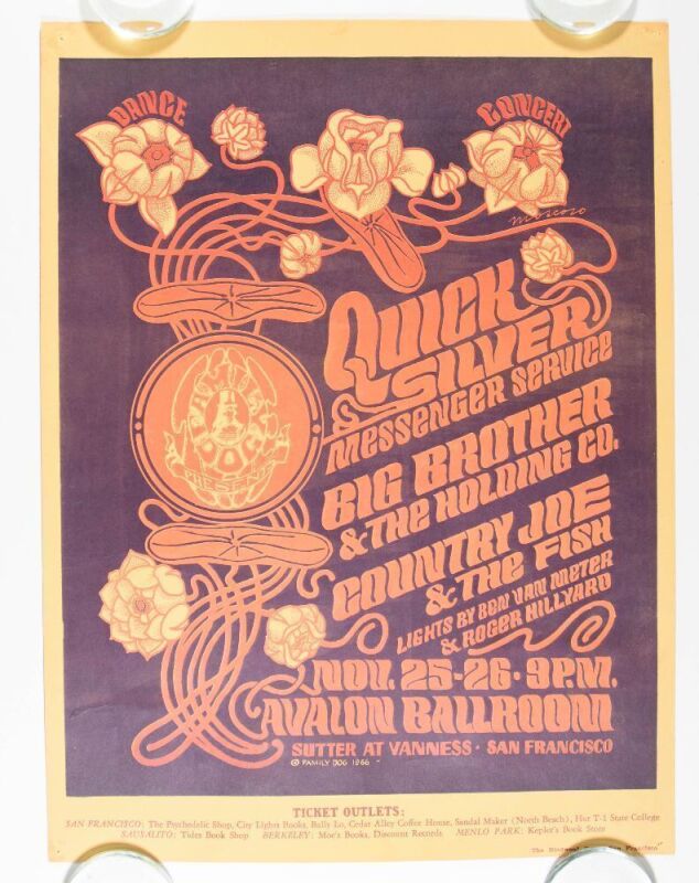 1966 FD-36 Big Brother Janis Joplin Quicksilver Avalon Ballroom Poster Extra Fine 65