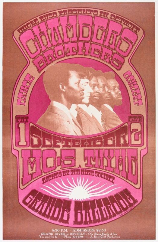 1967 G/G-670901 Chambers Brothers MC5 Grande Ballroom Poster Near Mint 89