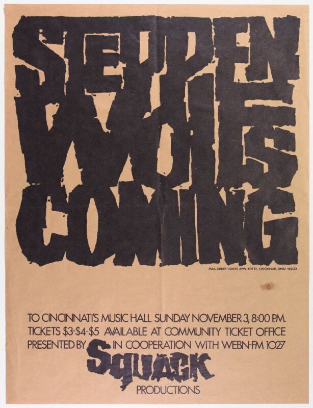 1974 Steppenwolf Cincinnati Music Hall Poster Extra Fine 65