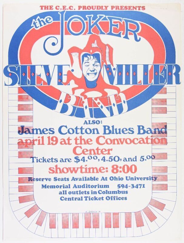 1974 Steve Miller Band Ohio University Convocation Center Poster Extra Fine 69