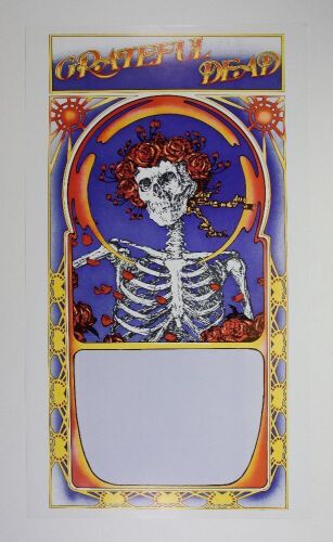 1971 Grateful Dead Skull & Roses Tour Blank Poster Near Mint 81