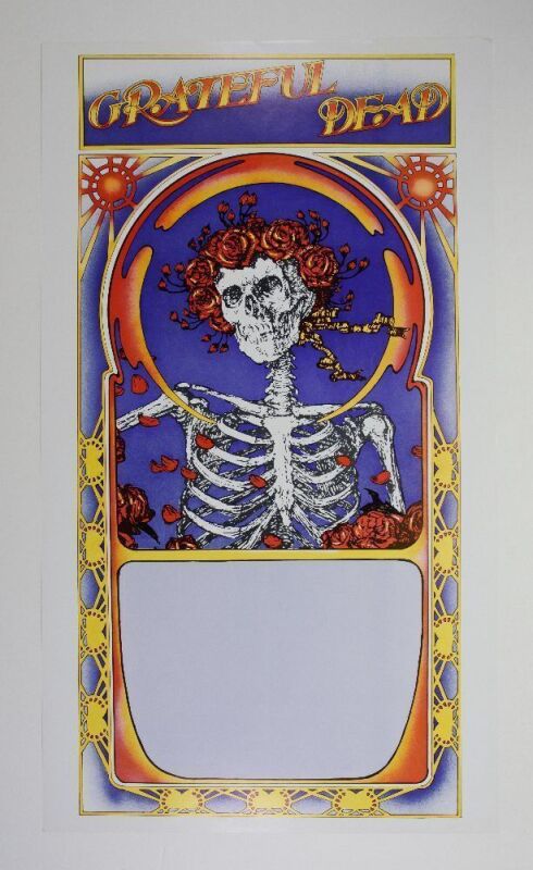 1971 Grateful Dead Skull & Roses Tour Blank Poster Near Mint 81