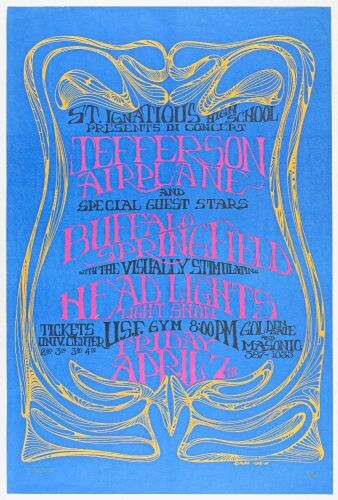 1967 AOR-2.241 Jefferson Airplane University Of San Francisco Gym Poster Excellent 79