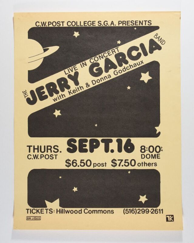1976 Jerry Garcia Band The Dome C.W. Post College Greenvale Poster Excellent 73