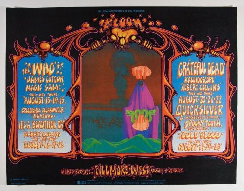 1968 BG-133 The Who Grateful Dead Creedence Clearwater Revival Fillmore West Poster Excellent 77