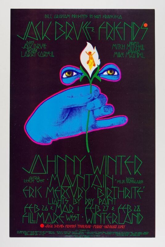 1970 BG-220 Johnny Winter Jack Bruce Fillmore West Poster Mint 91