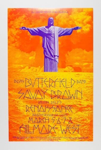 1970 BG-221 Butterfield Blues Band Savoy Brown Fillmore West Poster Mint 95