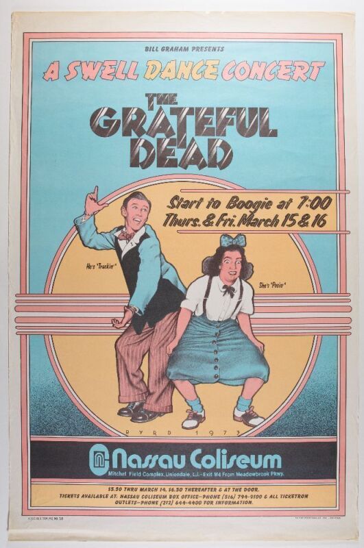 1973 BG-288 Grateful Dead Swell Dance Nassau Coliseum Uniondale Poster Extra Fine 63