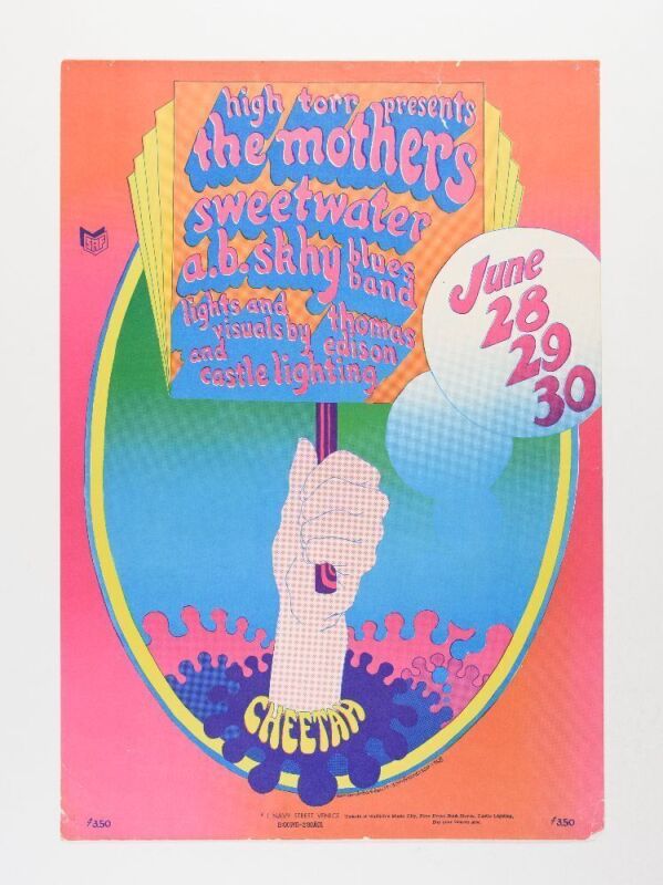 1968 Frank Zappa & The Mothers of Invention The Cheetah Club Poster Extra Fine 65 RESTORED