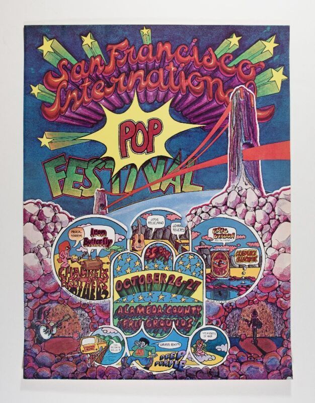 1968 Canned Heat Iron Butterfly Deep Purple San Francisco International Pop Festival Poster Near Mint 89