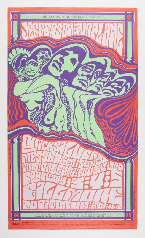 1967 BG-48 Jefferson Airplane Fillmore Auditorium Poster Excellent 71