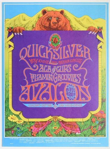 1968 FD-118 Quicksilver Messenger Service Avalon Ballroom Poster Near Mint 89