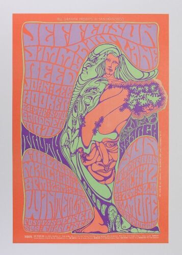 1967 BG-54 Jefferson Airplane Winterland & Fillmore Auditorium Poster Near Mint 87